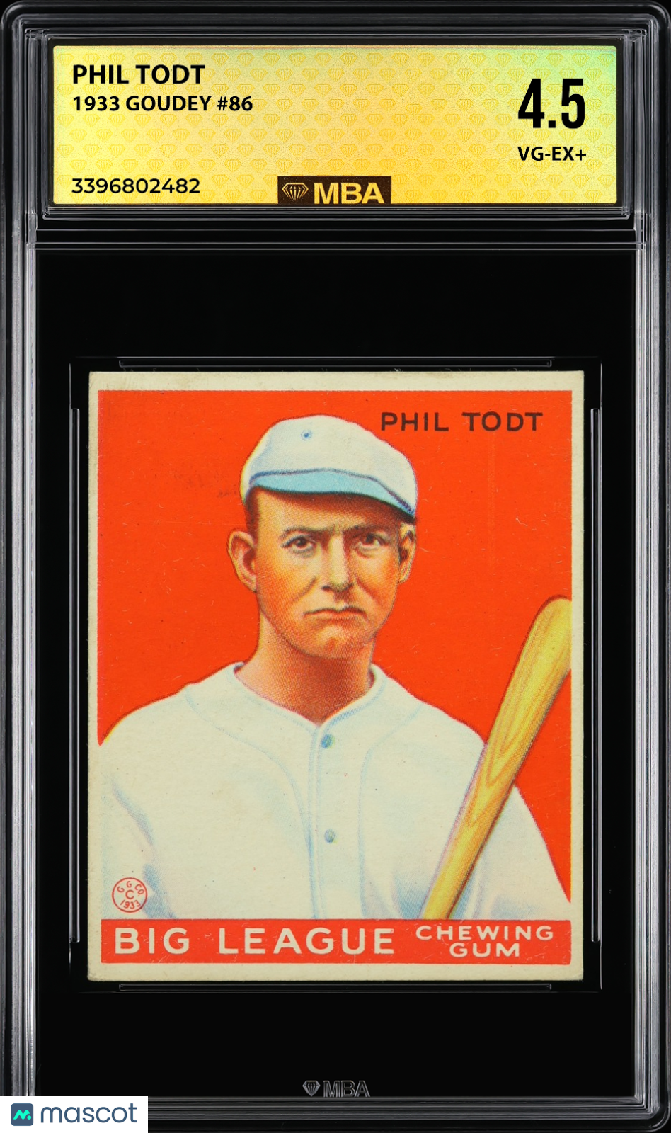 1933 Goudey Phil Todt #86 MBA 4.5