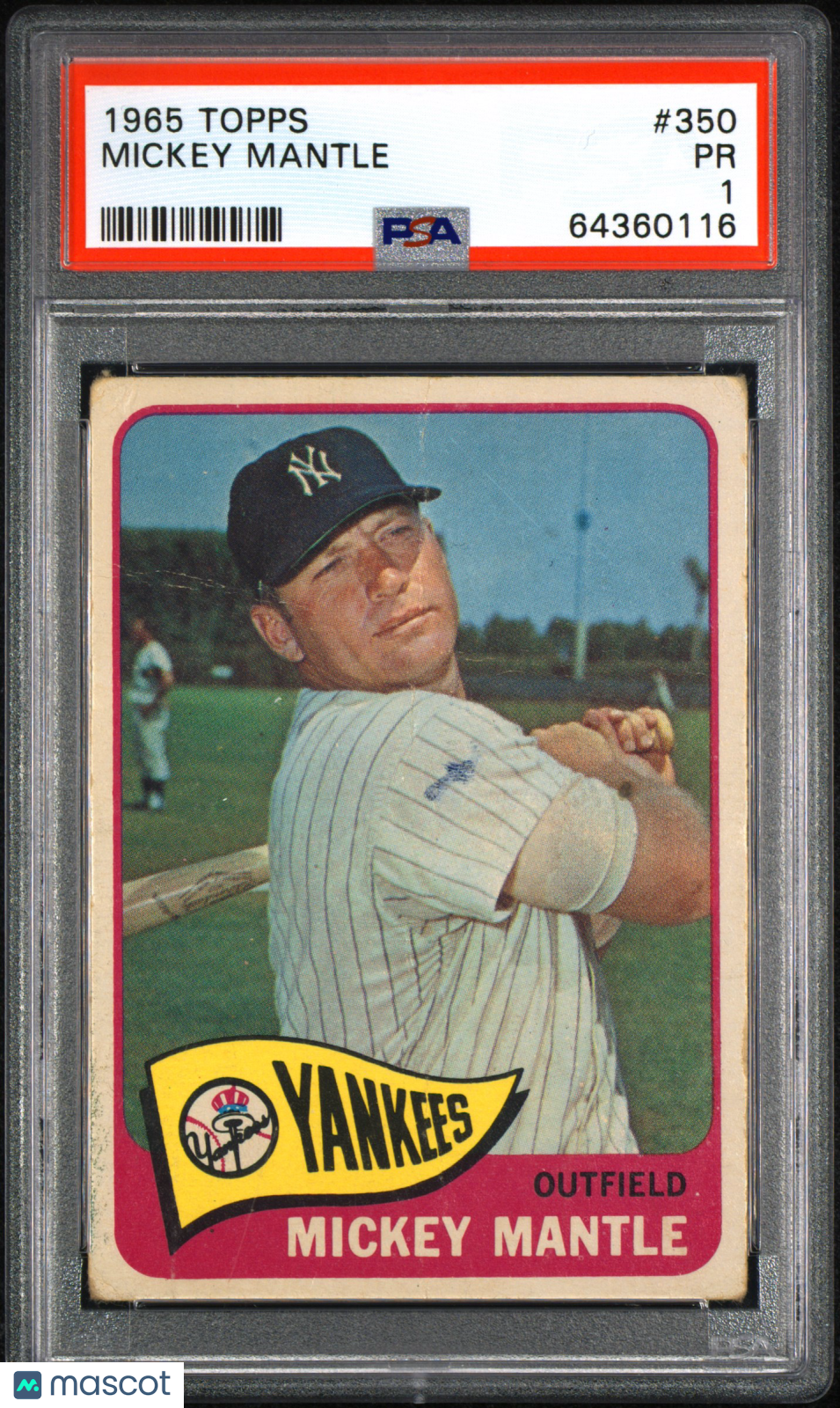 1965 Topps Mickey Mantle #350 PSA 1