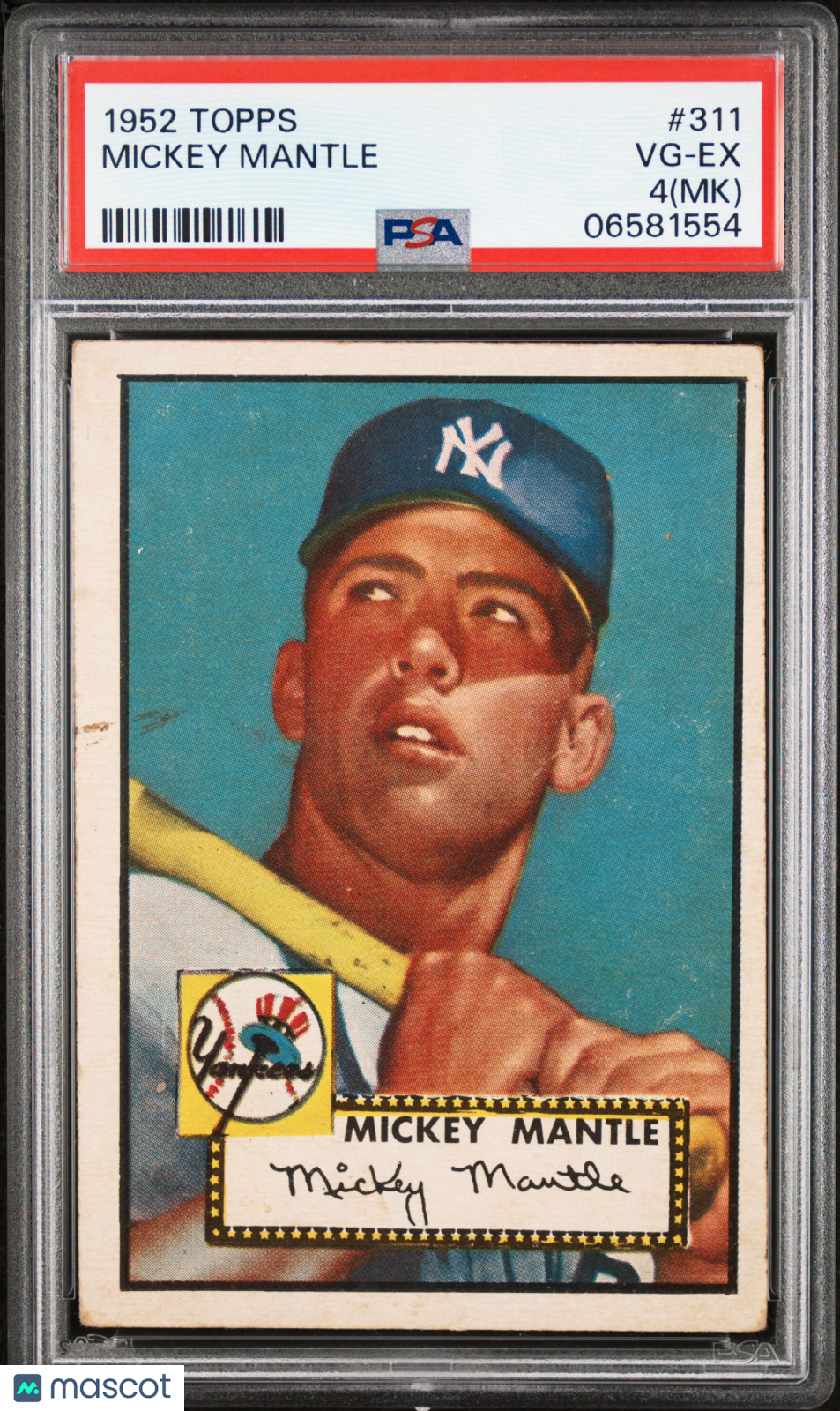 1952 Topps Mickey Mantle #311 PSA 4 MK