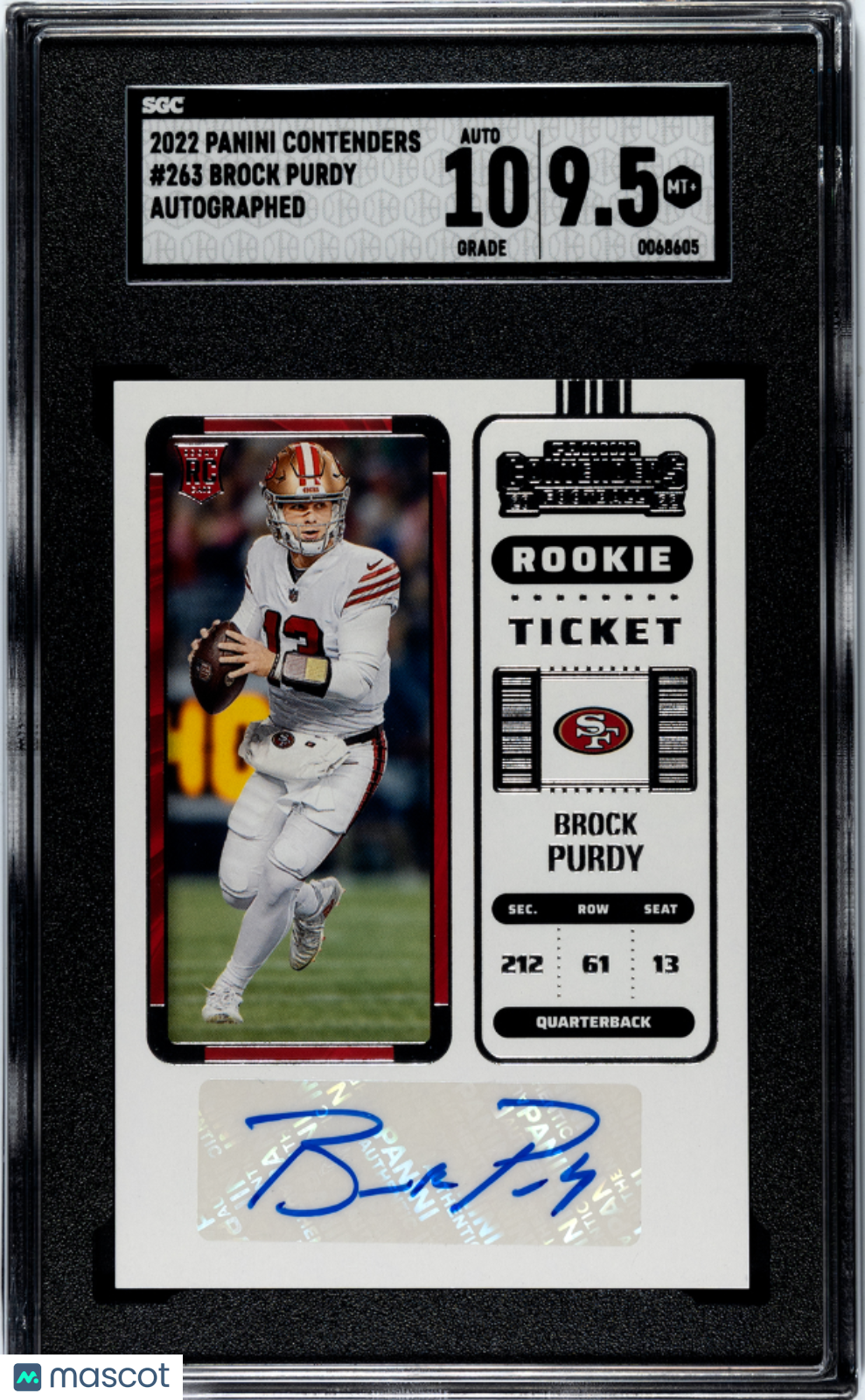 2022 Panini Contenders Brock Purdy #263 Autograph SGC 9.5 Auto 10