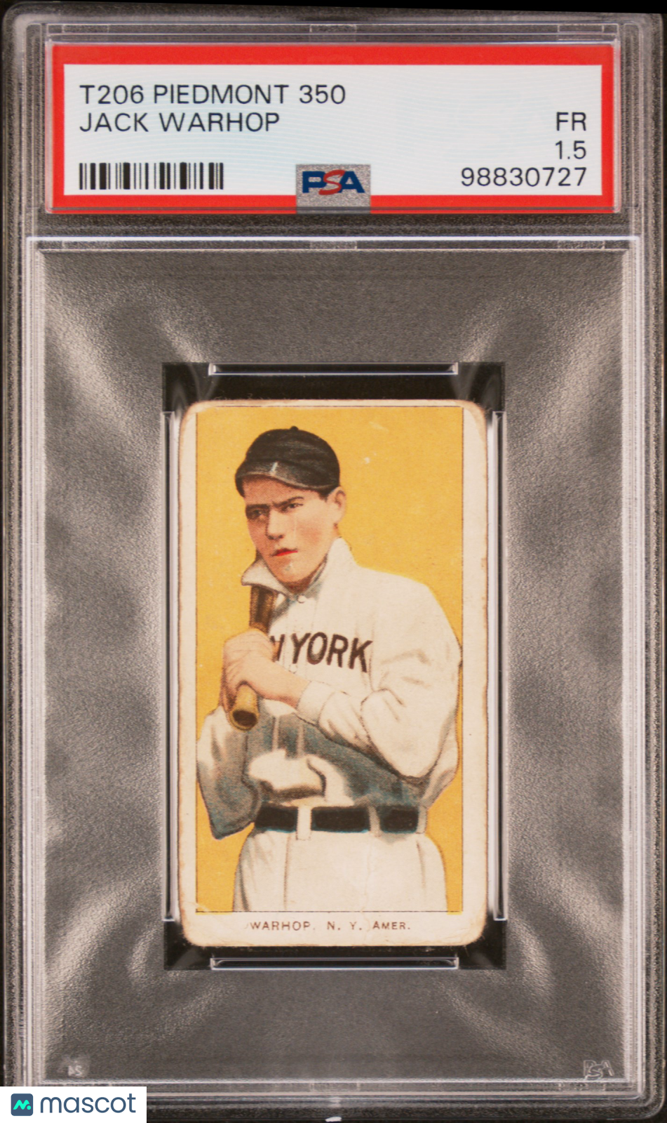 1909-11 T206 Piedmont 350 Jack Warhop PSA 1.5