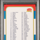 1986 Fleer Checklist 1-132 #132 PSA 9