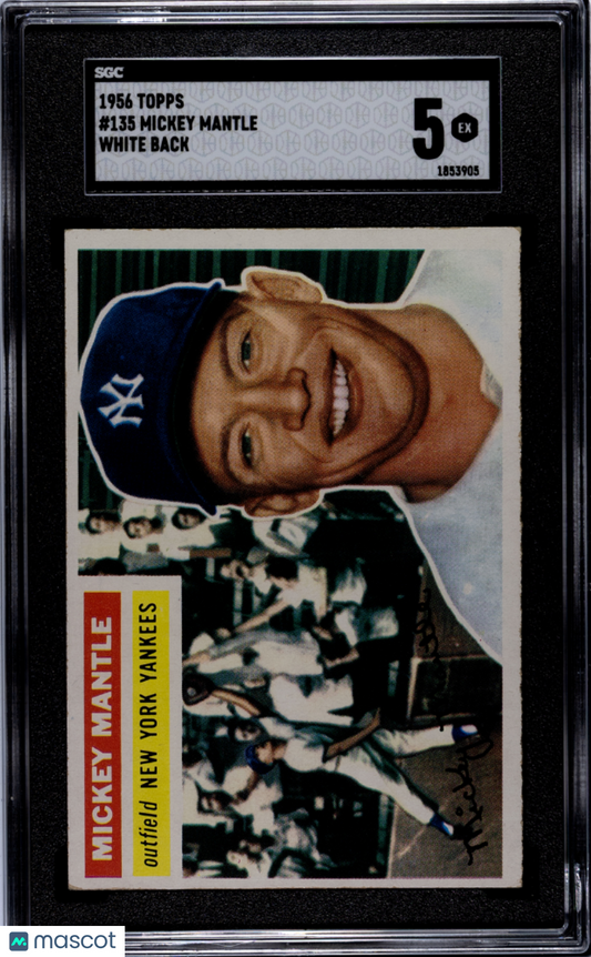 1956 Topps Mickey Mantle #135 White Back SGC 5
