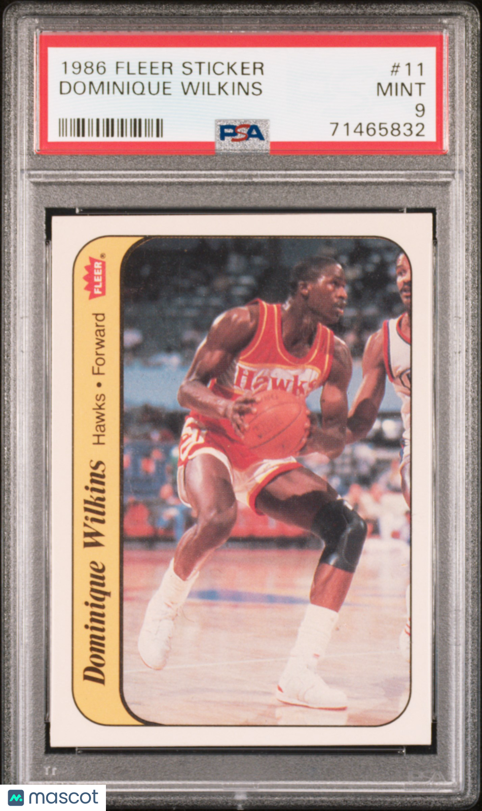 1986 Fleer Sticker Dominique Wilkins #11 PSA 9