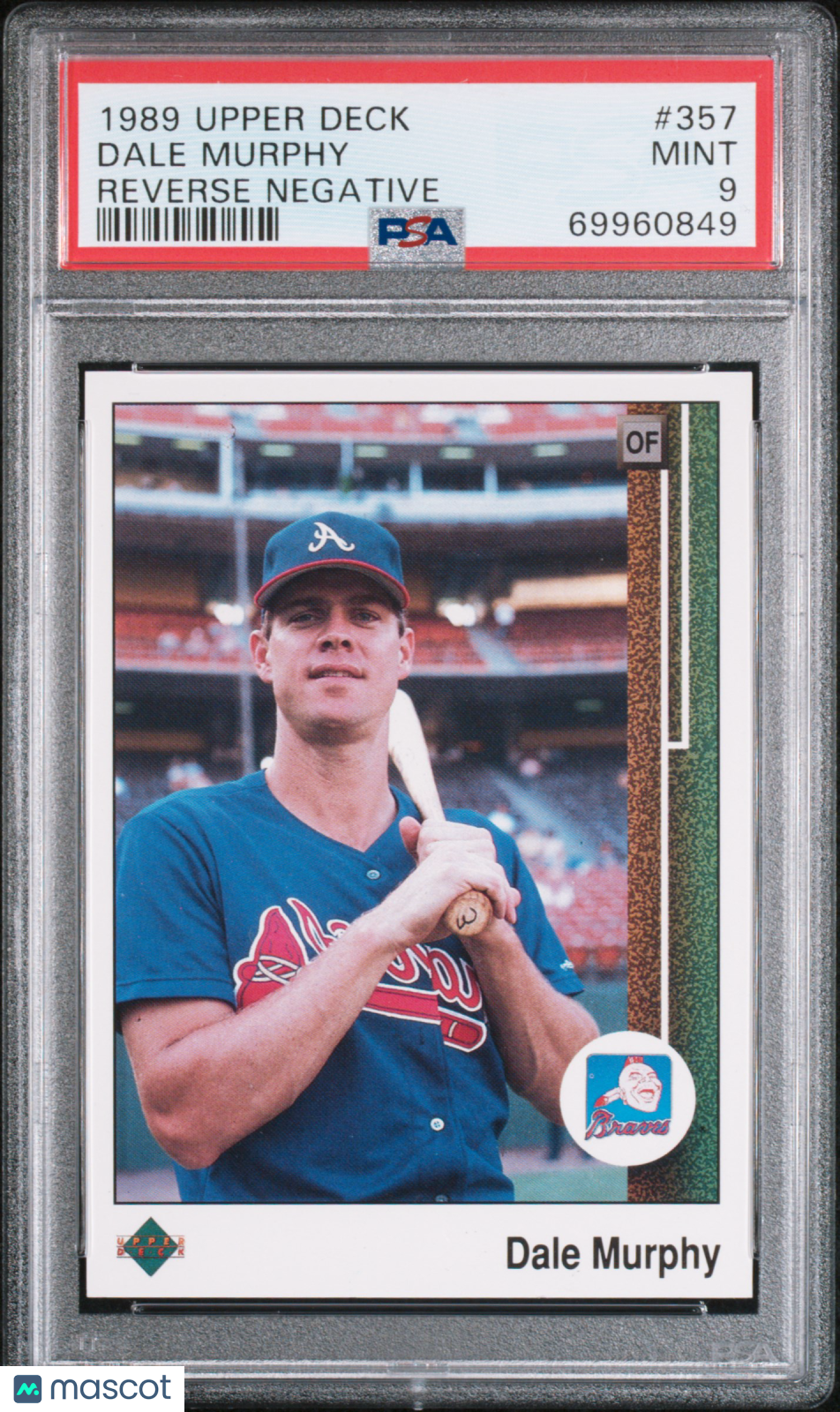 1989 Upper Deck Dale Murphy #357 Reverse Negative PSA 9