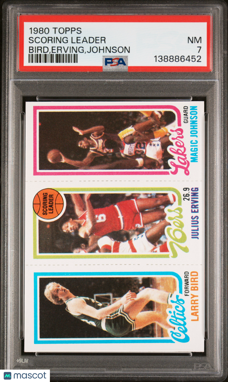 1980 Topps Scoring Leader Bird Erving Johnson PSA 7
