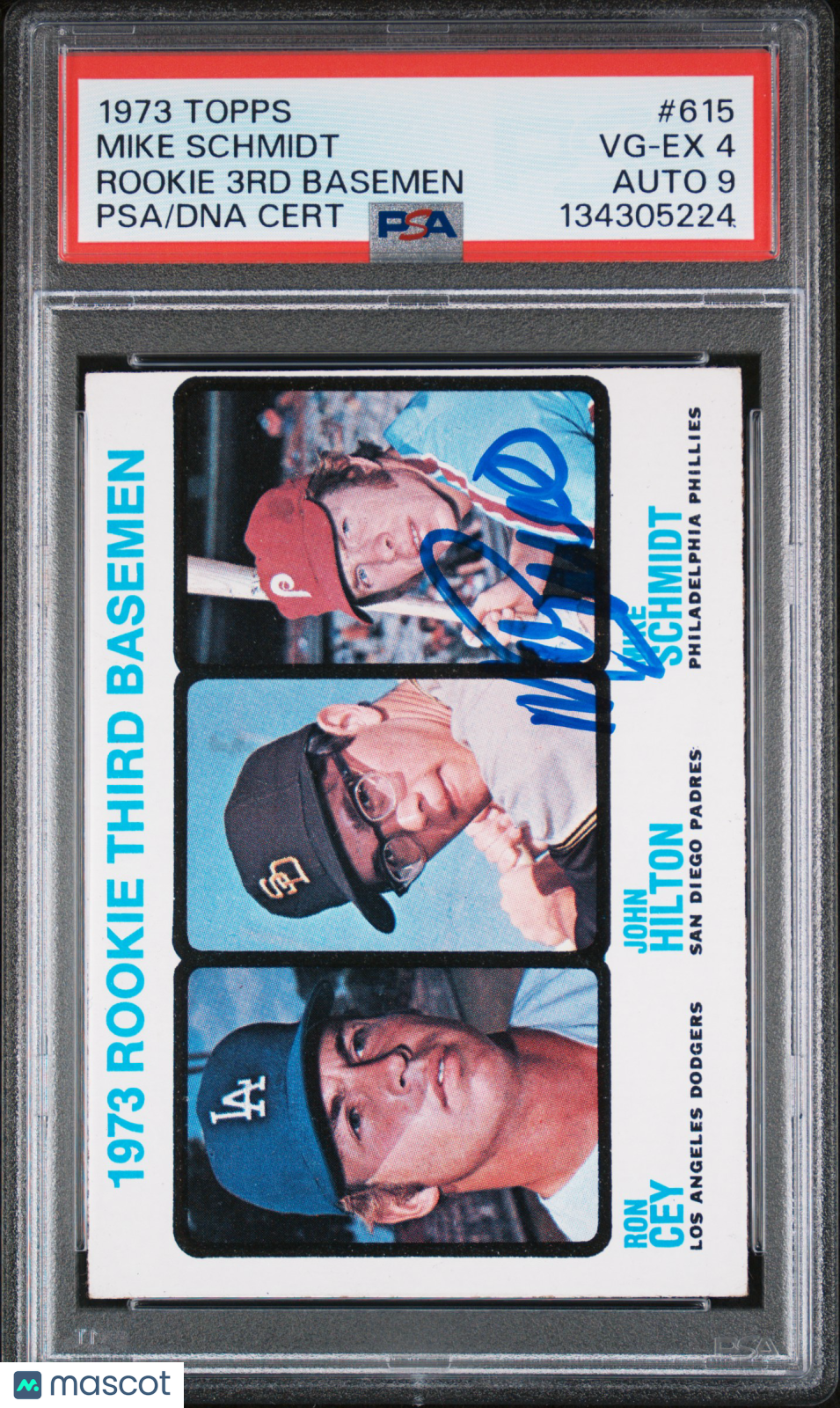 1973 Topps Rookie 3RD Basemen #615 Rookie 3RD Basemen PSA 4 Auto 9
