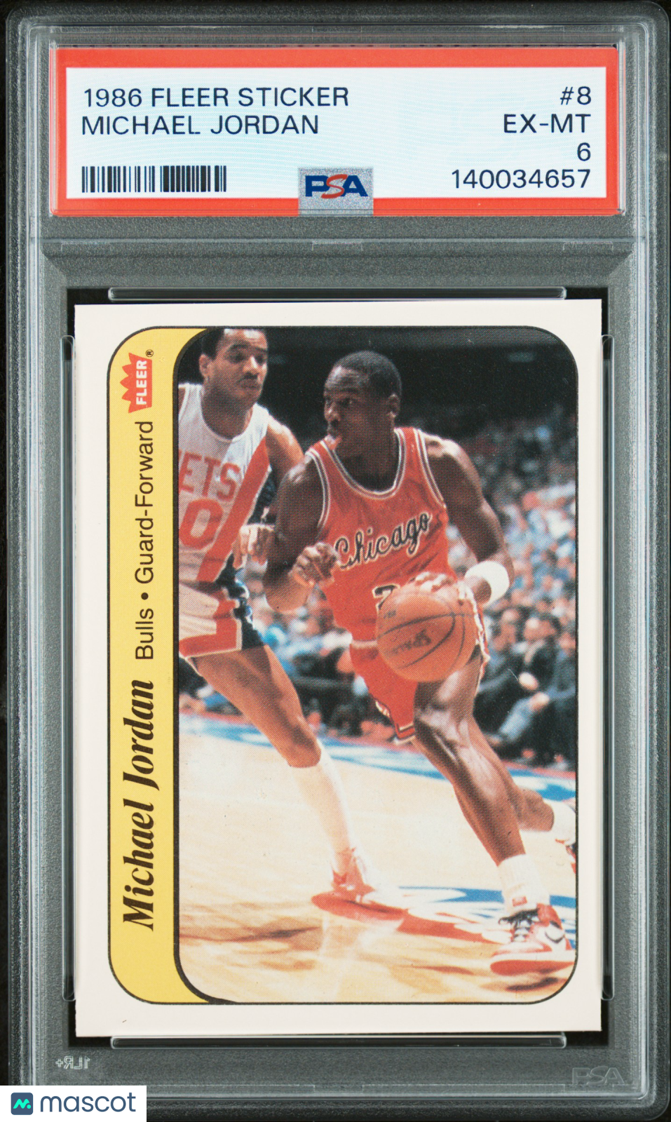 1986 Fleer Sticker Michael Jordan #8 PSA 6