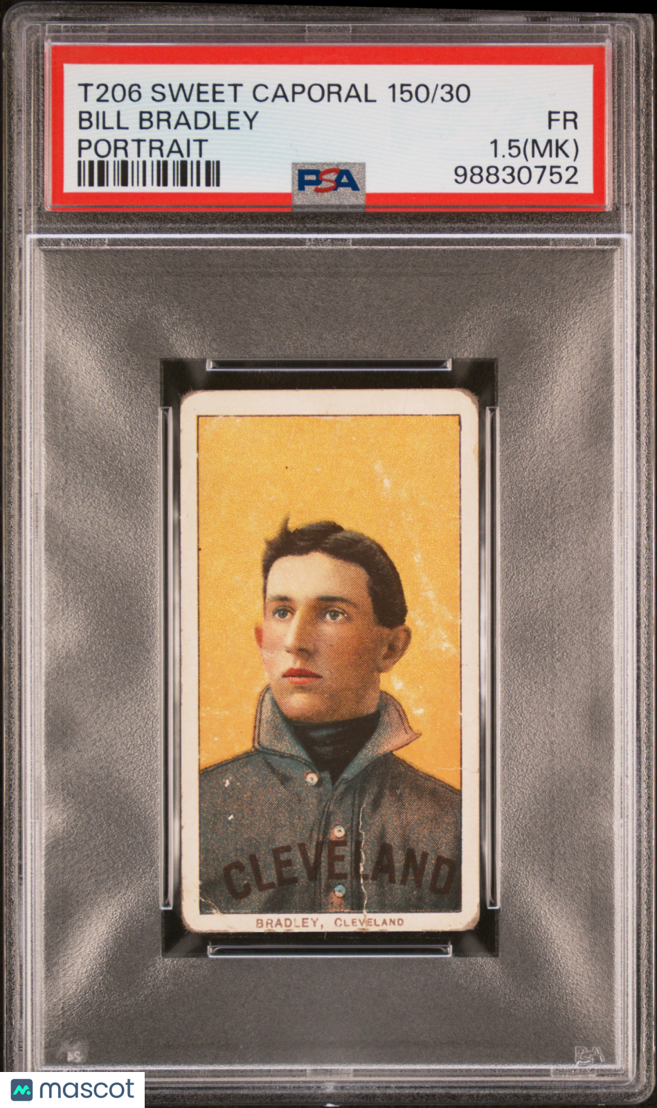 1909-11 T206 Sweet Caporal 150/30 Bill Bradley Portrait PSA 1.5 MK