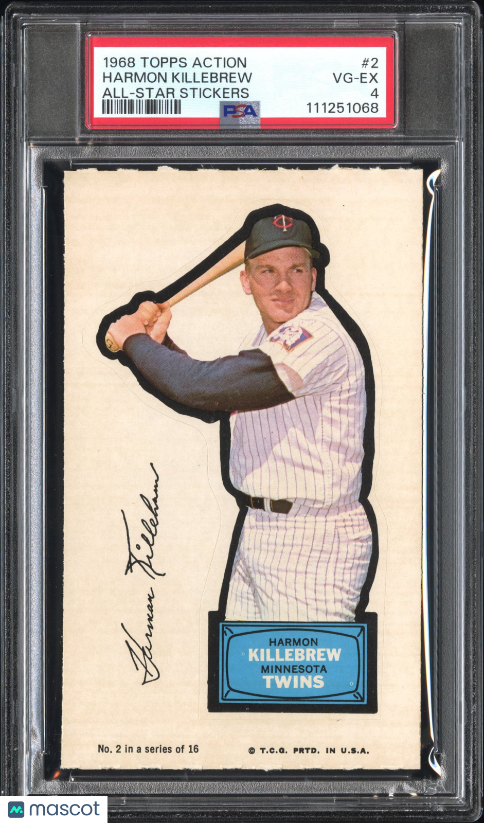1968 Topps Action All-Star Stickers Harmon Killebrew #2 PSA 4