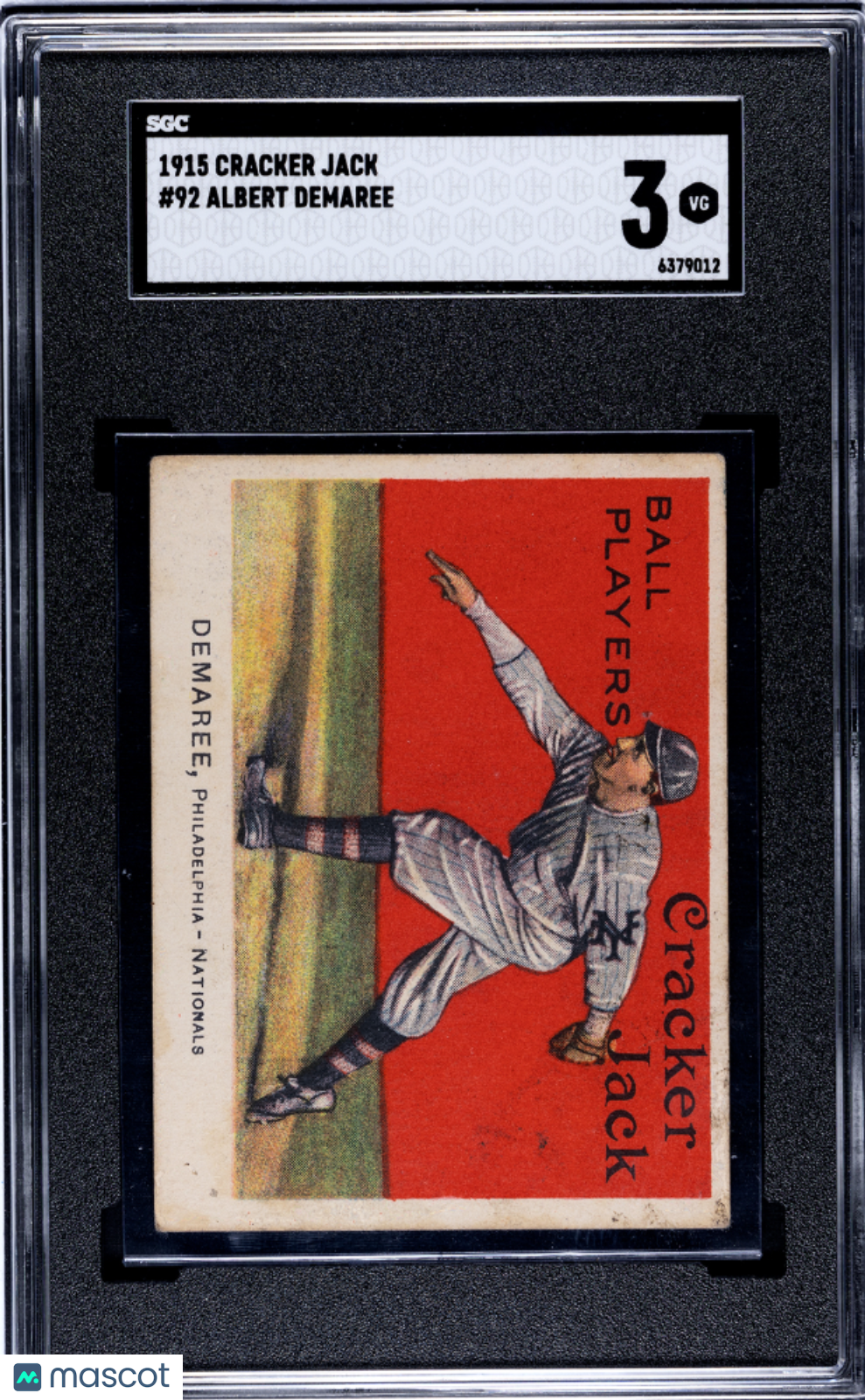1915 Cracker Jack Albert Demaree #92 SGC 3