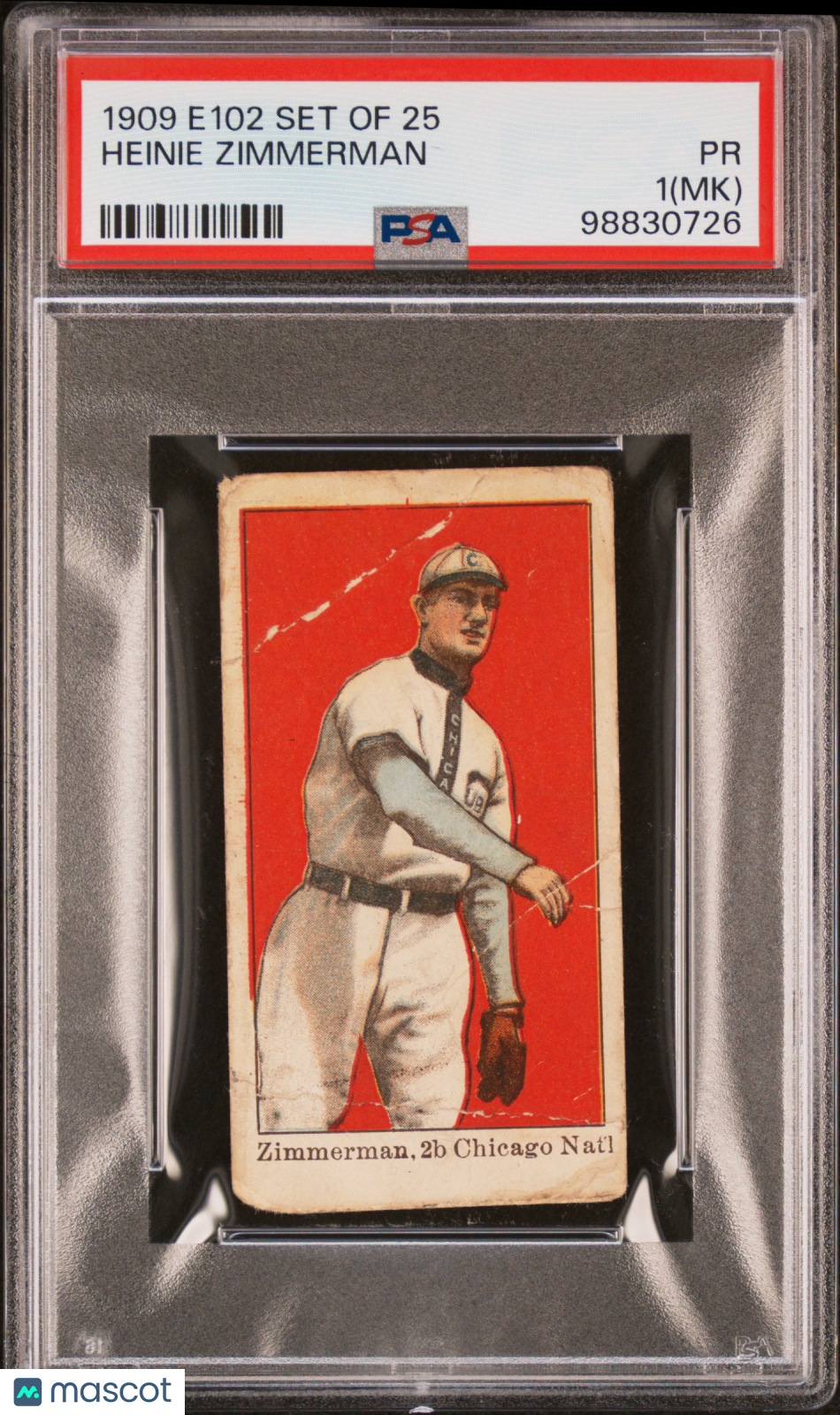 1909 E102 Set Of 25 Heinie Zimmerman PSA 1 MK