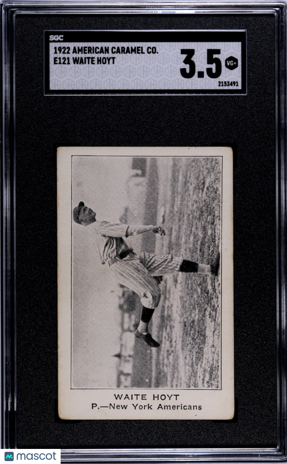1922 American Caramel Co. Series of 120 (E121) Waite Hoyt SGC 3.5