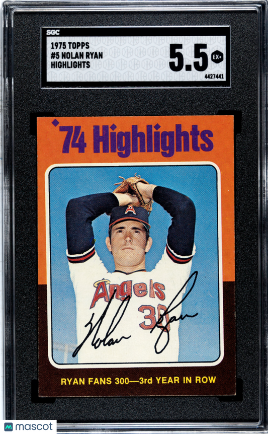 1975 Topps Nolan Ryan #5 Highlights SGC 5.5