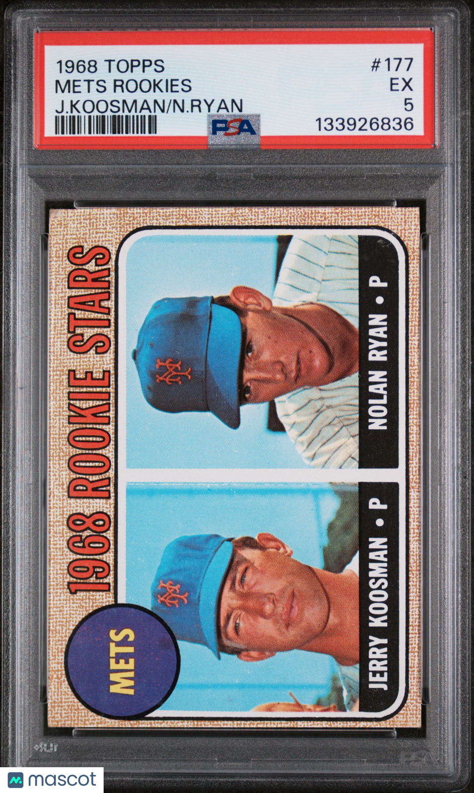 1968 Topps Mets Rookies #177 J. Koosman N. Ryan PSA 5