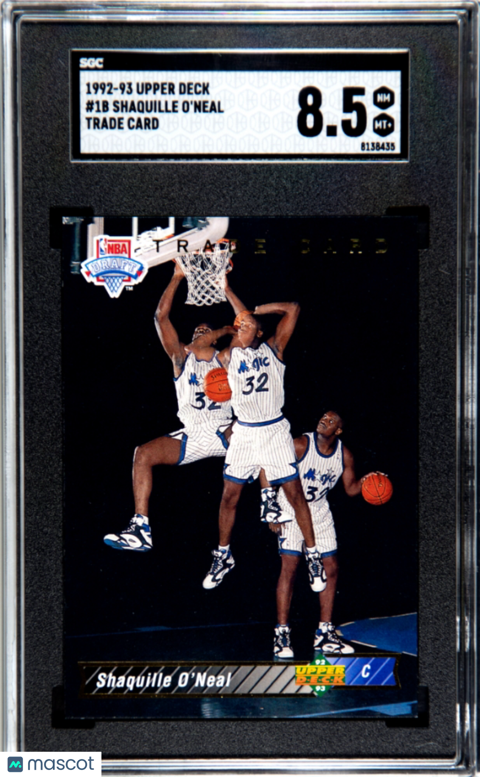 1992 Upper Deck Shaquille O'Neal #1B Trade Card SGC 8.5