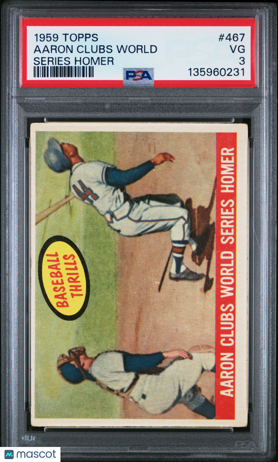 1959 Topps Aaron Clubs World #467 Series Homer PSA 3