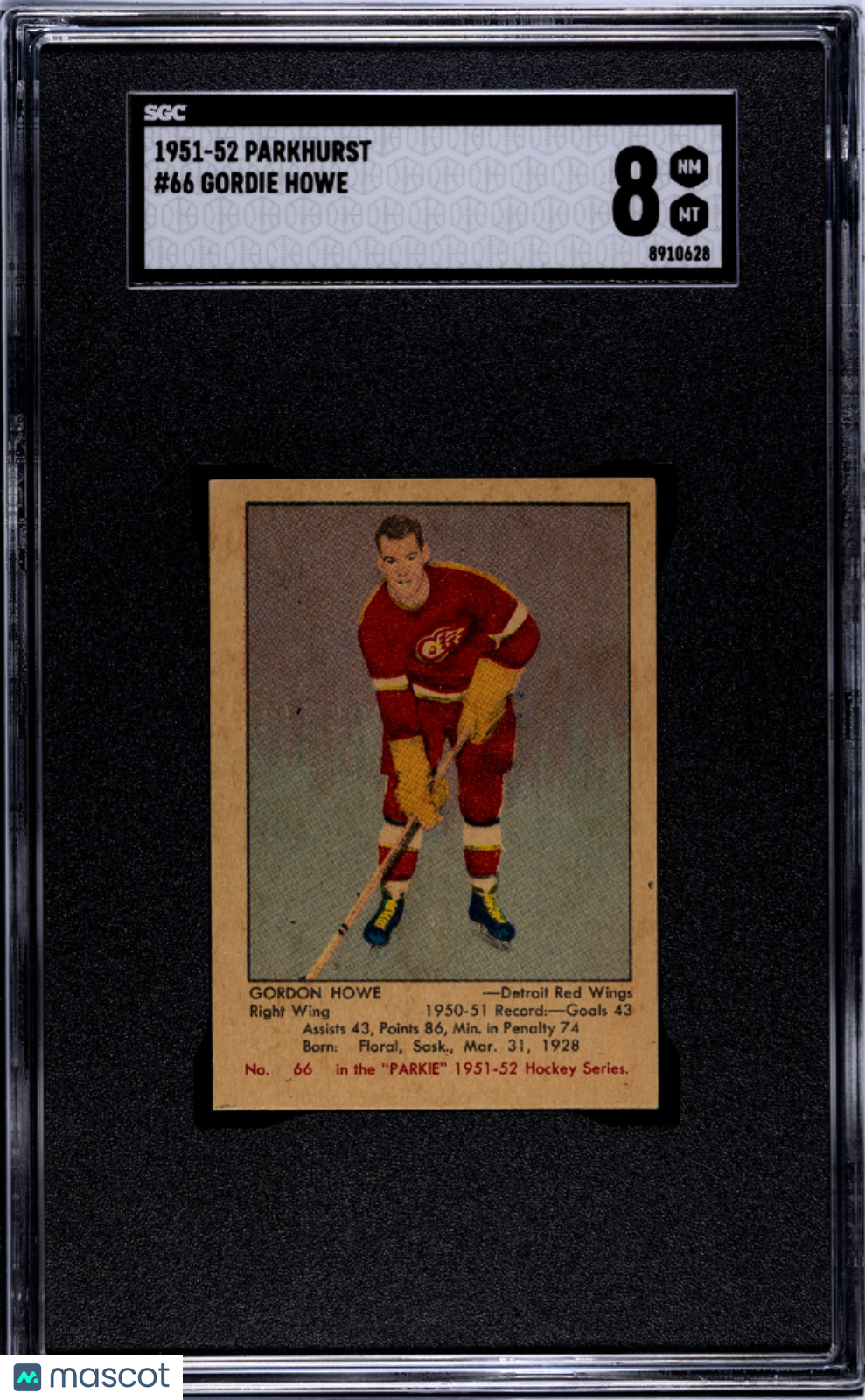 1951 Parkhurst Gordie Howe #66 SGC 8