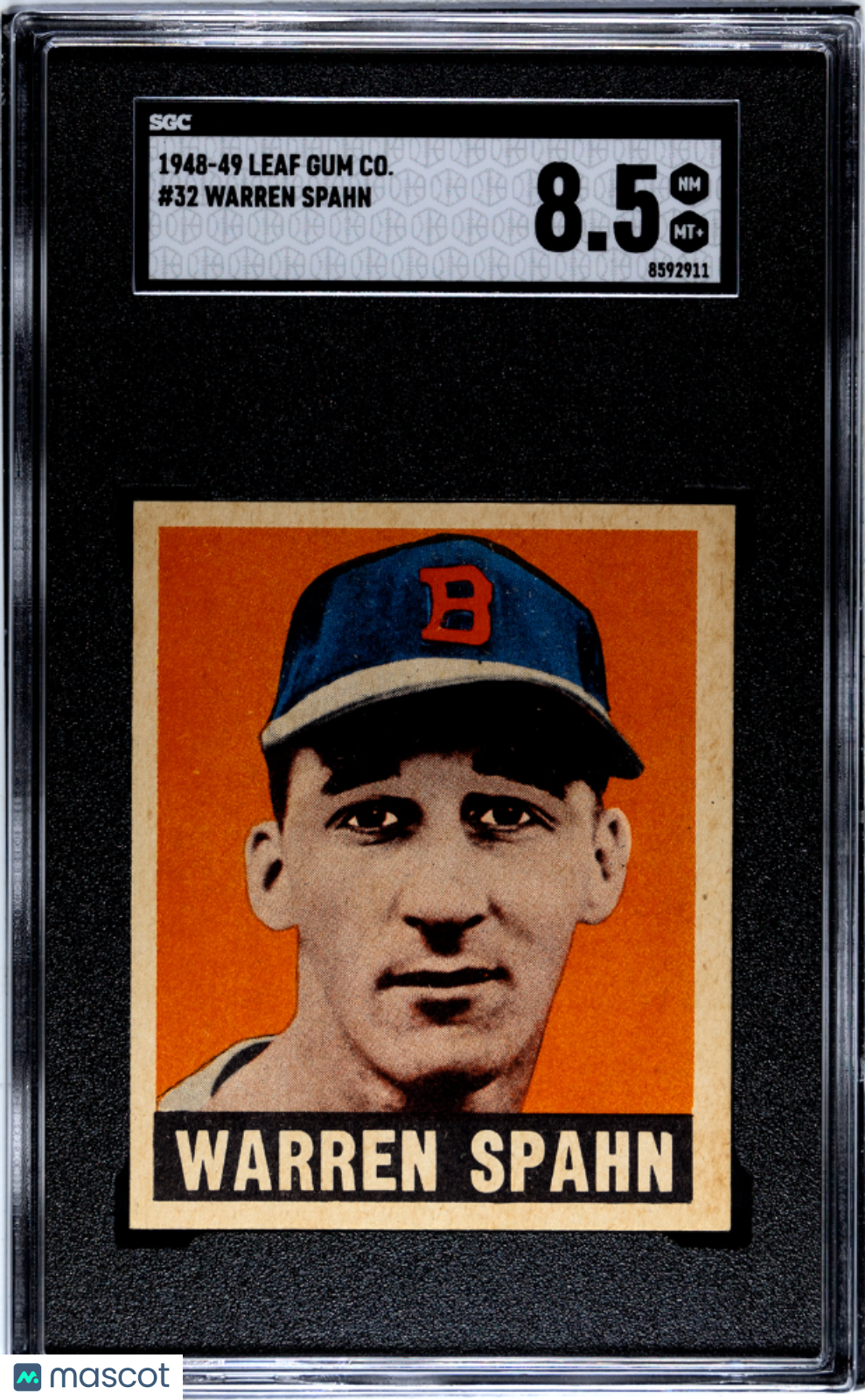 1948 Leaf Gum Co. Warren Spahn #32 SGC 8.5