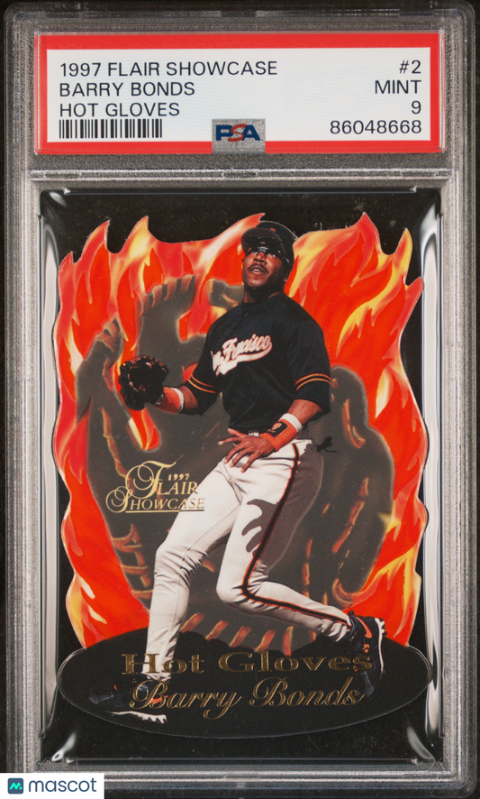 1997 Flair Showcase Hot Gloves Barry Bonds #2 PSA 9