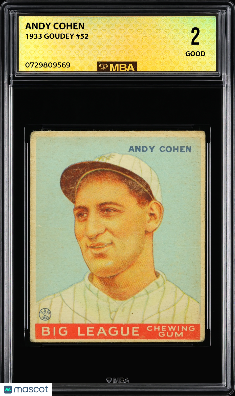 1933 Goudey Andy Cohen #52 MBA 2
