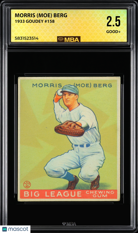 1933 Goudey Morris (Moe) Berg #158 MBA 2.5