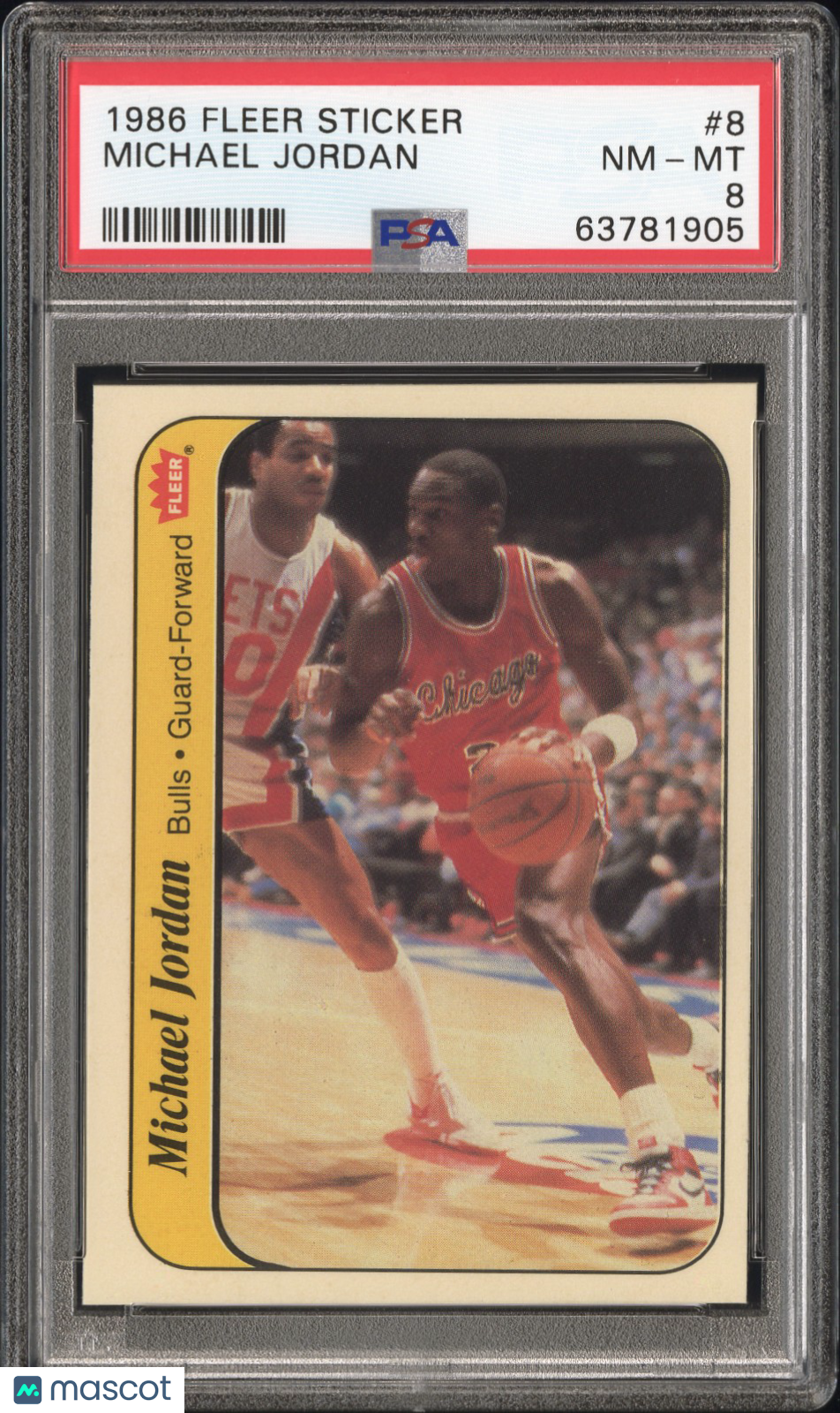 1986 Fleer Sticker Michael Jordan #8 PSA 8