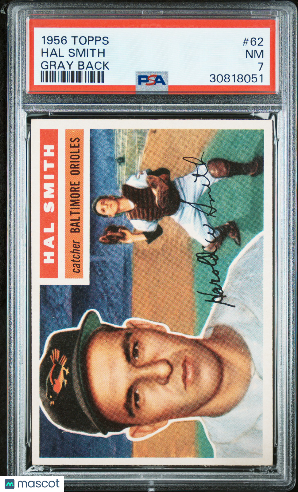 1956 Topps Hal Smith #62 Gray Back PSA 7