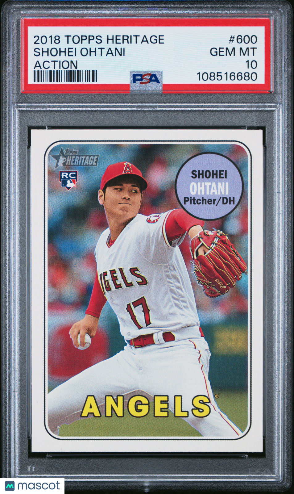 2018 Topps Heritage Shohei Ohtani #600 Action PSA 10