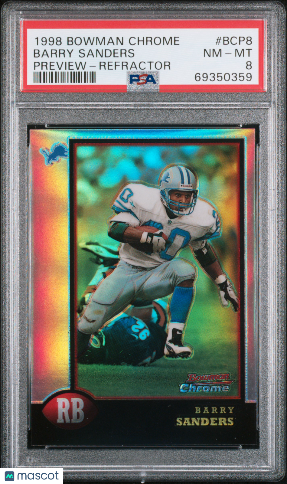 1998 Bowman Chrome Preview Barry Sanders #BCP8 Refractor PSA 8