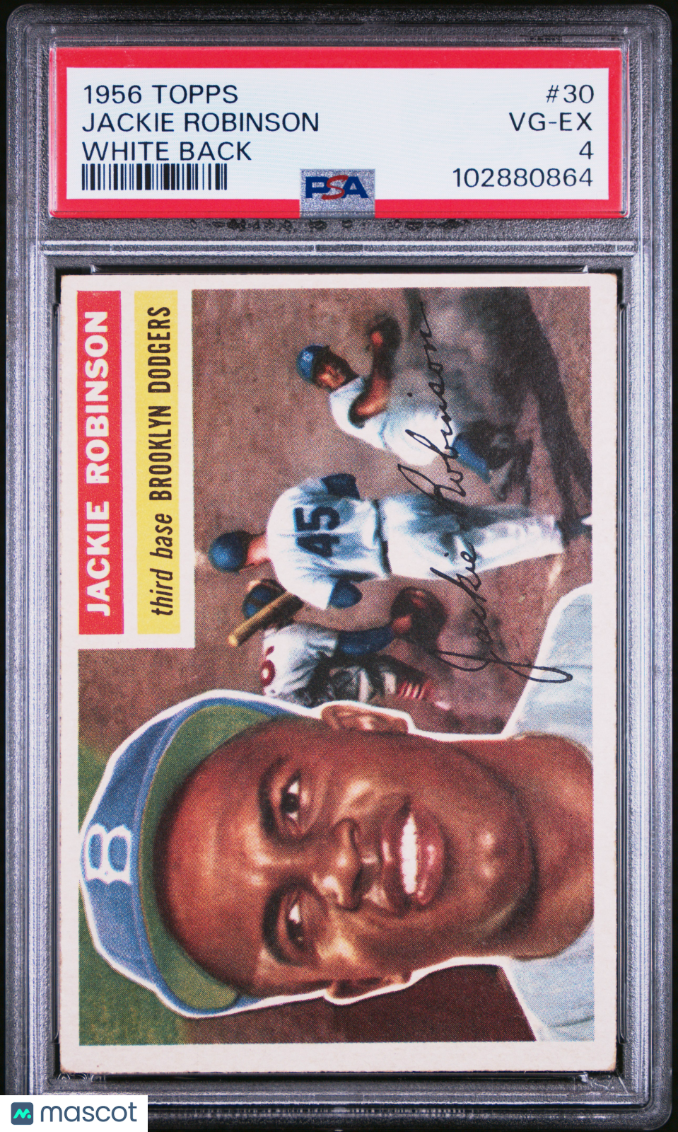 1956 Topps Jackie Robinson #30 White Back PSA 4