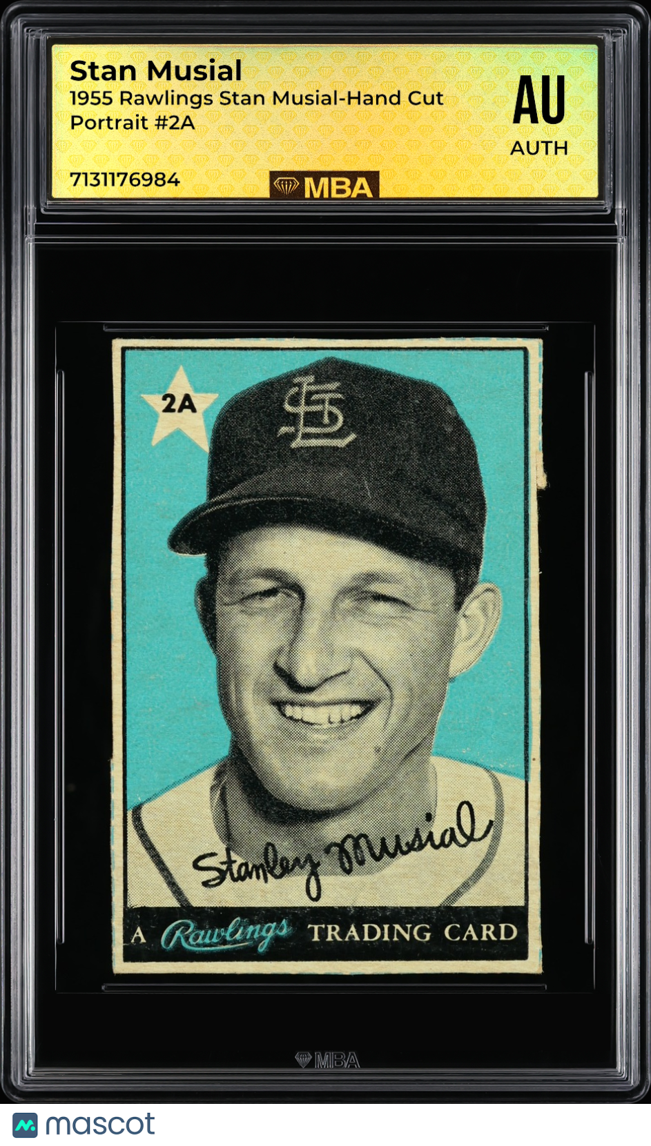 1955 Rawlings Stan Musial-Hand Cut Stan Musial #2A Portrait MBA Authentic