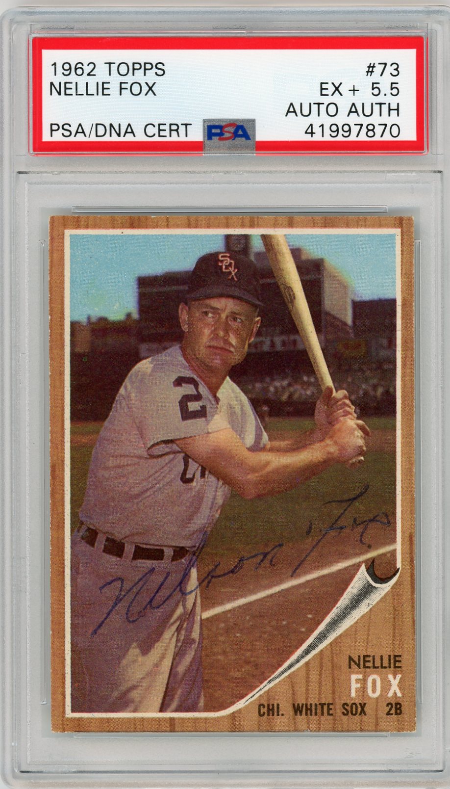 1962 Topps Nellie Fox #73 PSA 5.5 Auto A