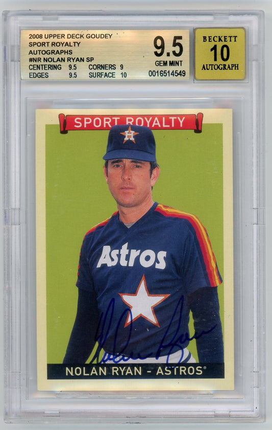 2008 GOUDEY NOLAN RYAN SP UPPER DECK SPORT ROYALTY AUTOGRAPHS #NR BGS 9.5 AUTO 10