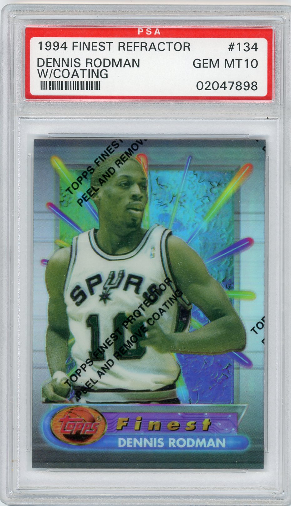 1994 DENNIS RODMAN FINEST REFRACTOR W/COATING #134 PSA 10