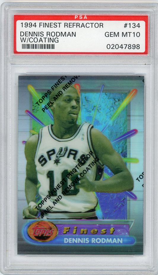1994 DENNIS RODMAN FINEST REFRACTOR W/COATING #134 PSA 10