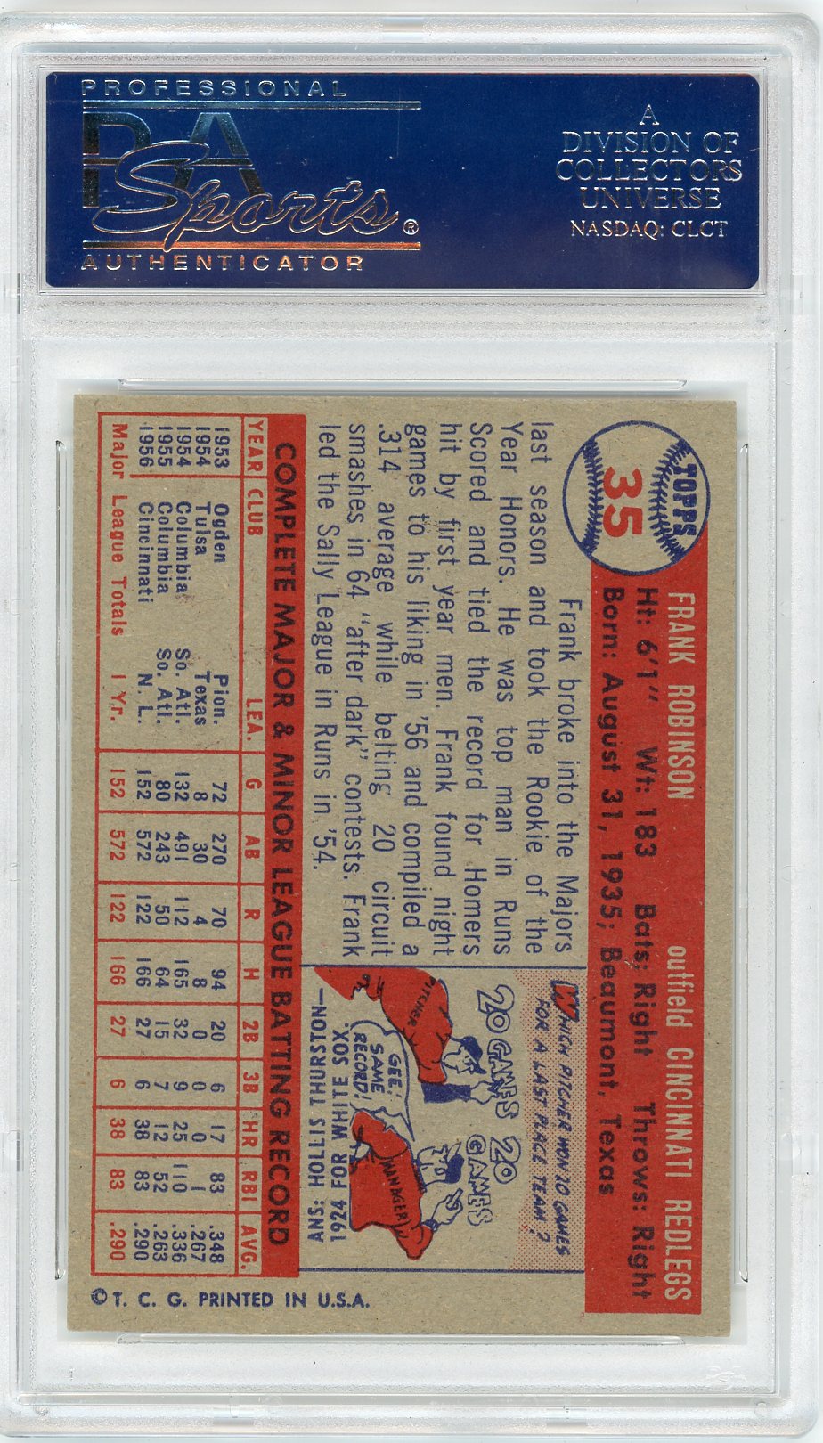 1957 TOPPS FRANK ROBINSON #35 PSA/DNA 6
