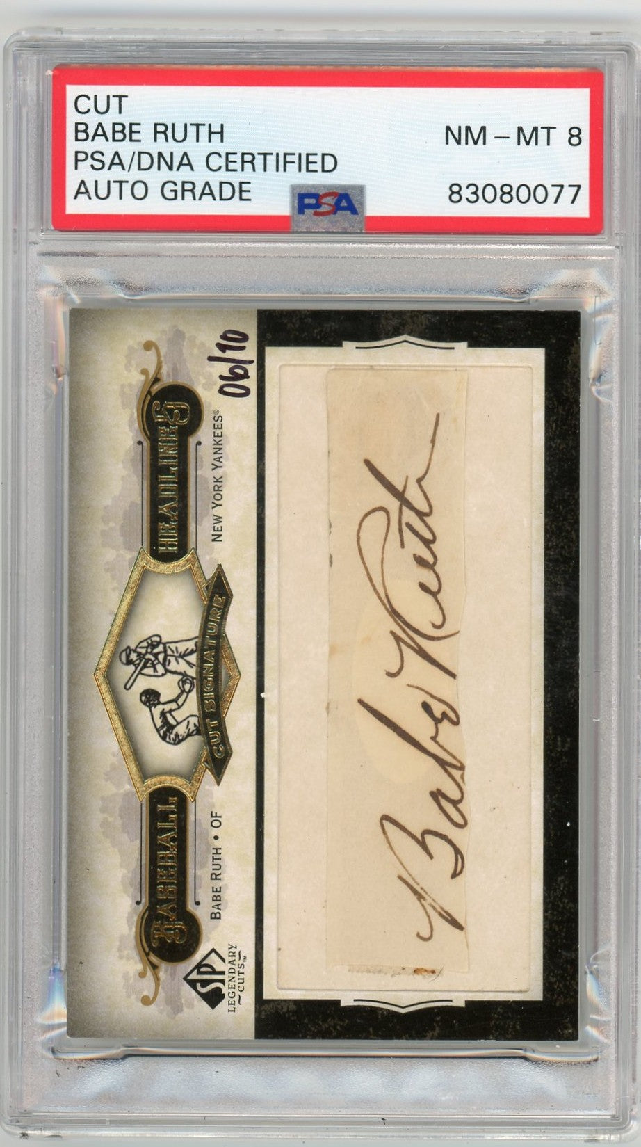 BABE RUTH CUT PSA/DNA AUTO 8