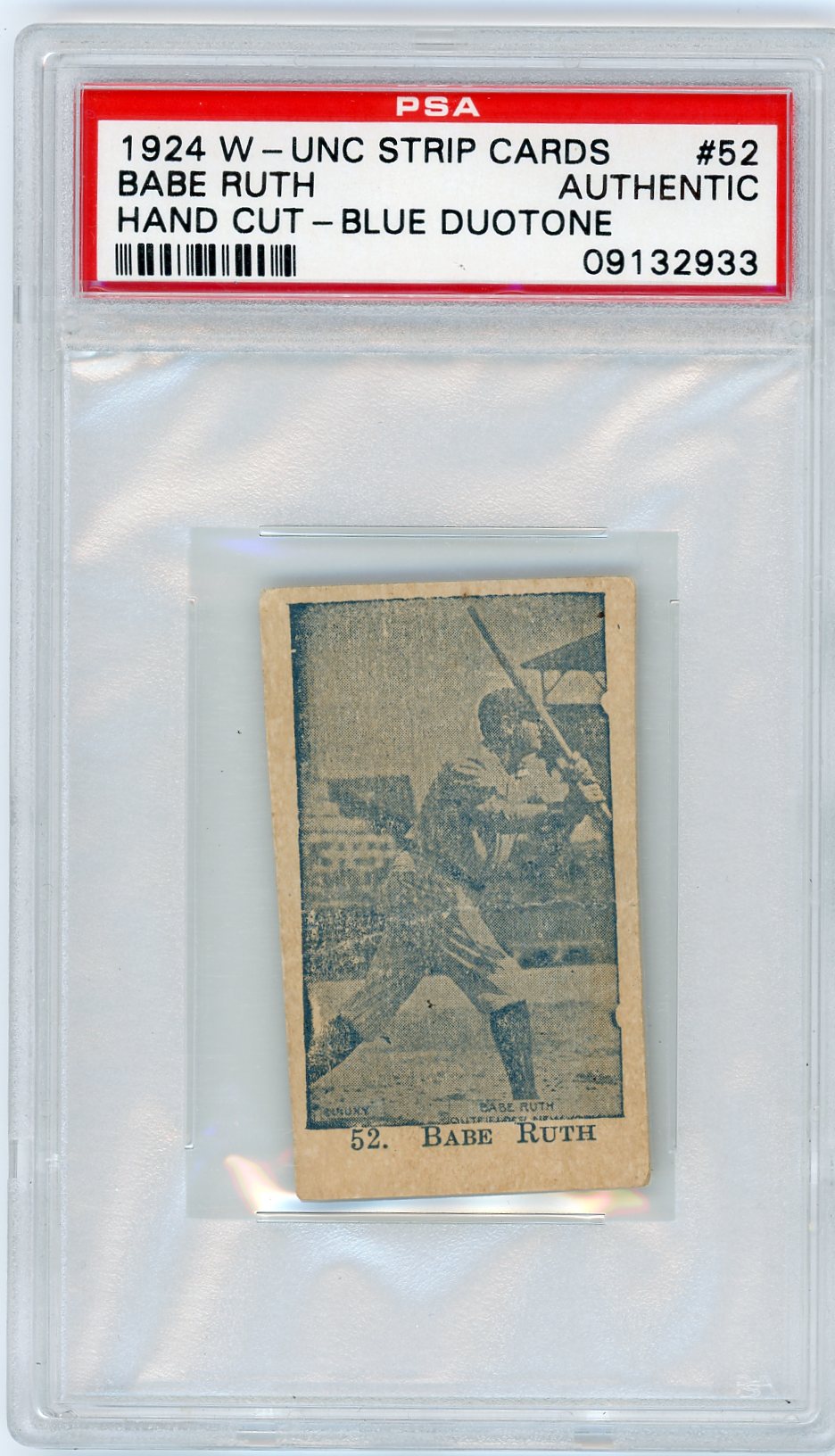 1926 BABE RUTH W511 HAND CUT BLUE DUOTONE-HAND CUT #52 PSA AUTHENTIC