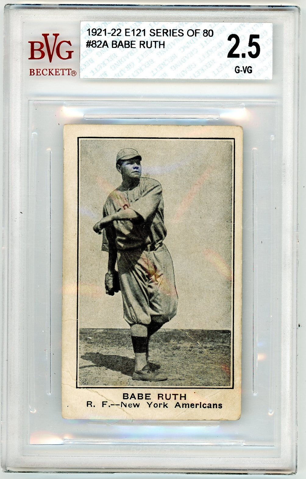 1921-22 E121 Series of 80 Babe Ruth #82A BVG 2.5