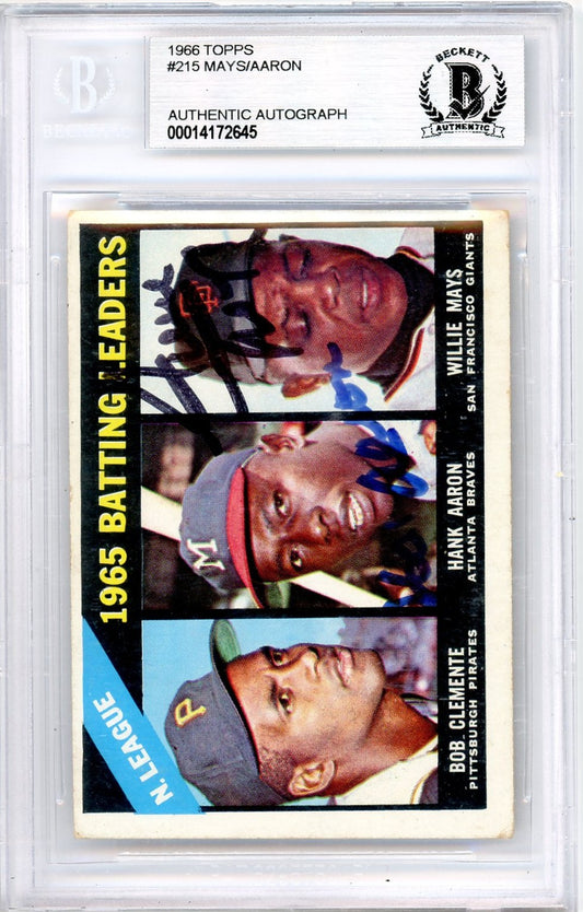 1966 Topps #215 NL 1965 Batting Leaders (Clemente / Aaron / Mays) BGS Authentic