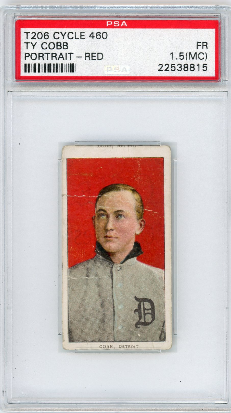 1909-11 T206 Cycle 460 Ty Cobb Portrait-Red PSA 1.5