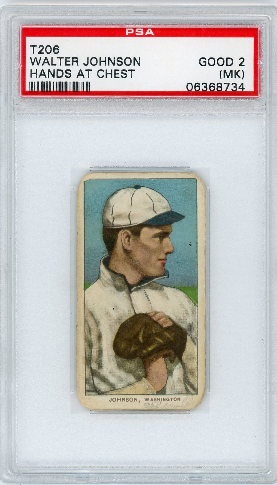 1909-11 WALTER JOHNSON T206 HANDS AT CHEST PSA 2