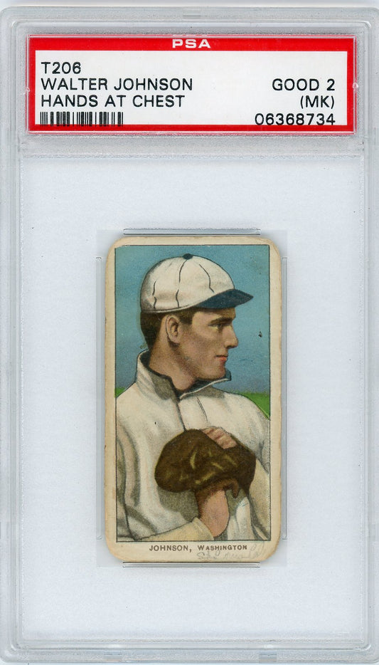 1909-11 WALTER JOHNSON T206 HANDS AT CHEST PSA 2