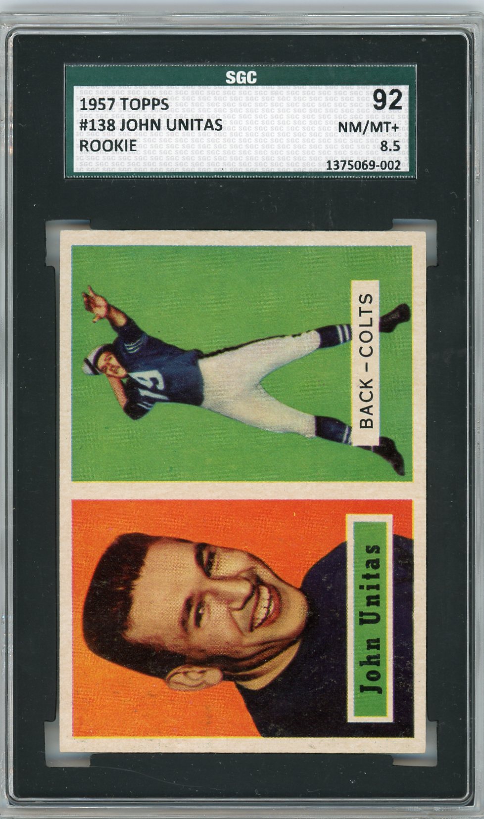 1957 Topps John Unitas #138 SGC 8.5
