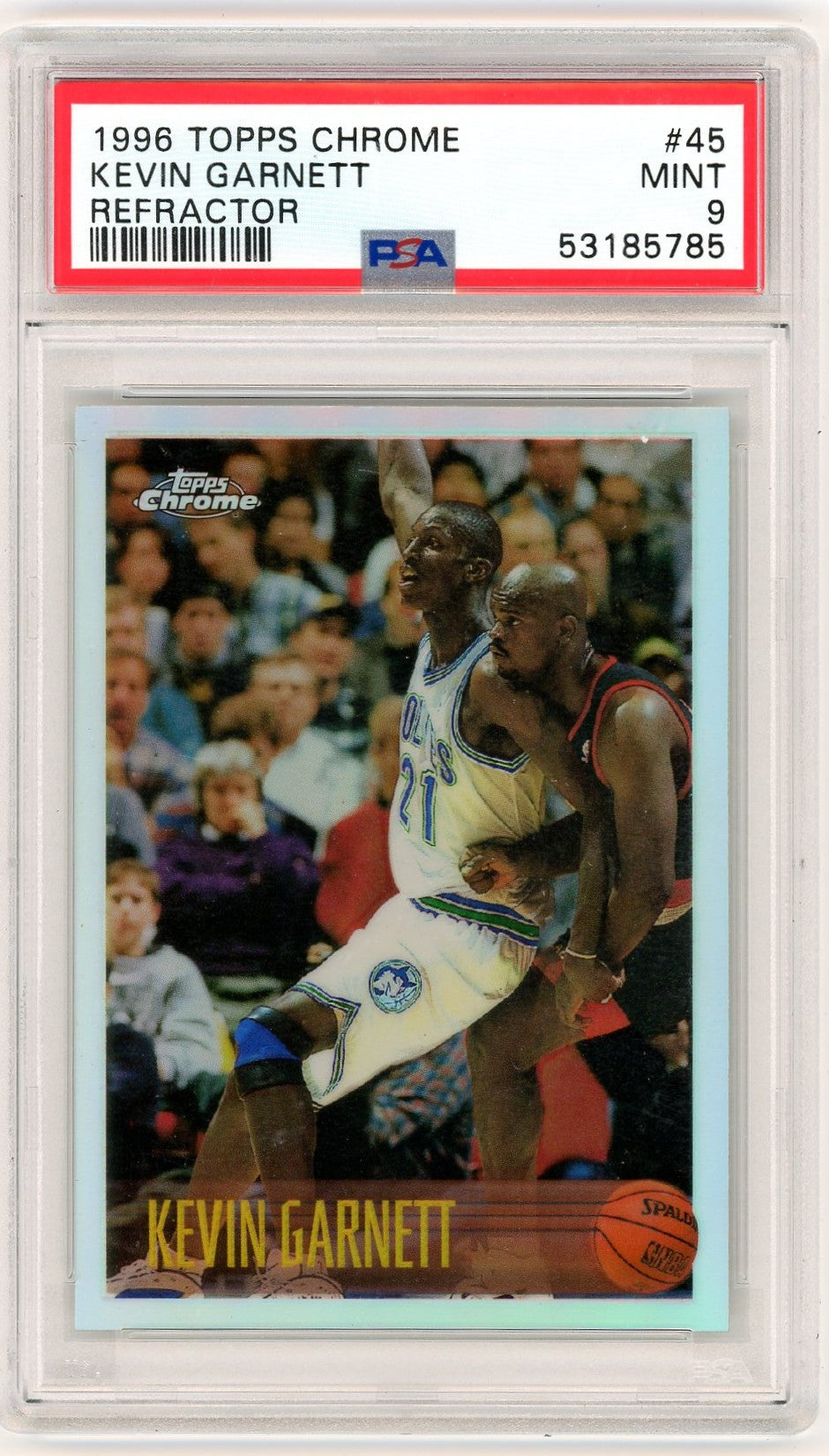 1996 TOPPS KEVIN GARNETT CHROME REFRACTOR #45 PSA 9