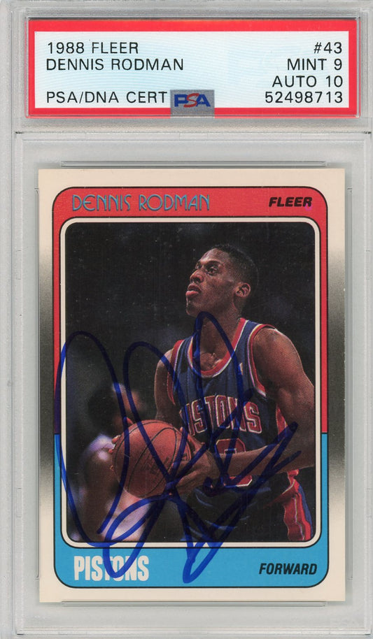 1988 FLEER DENNIS RODMAN #43 PSA/DNA 9 AUTO 10
