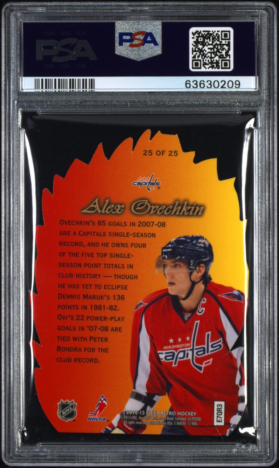 2012 Fleer Retro 1996-97 Flair Showcase Hot Shots Alex Ovechkin #25 96-97 Flair Showcase H/s Psa 9