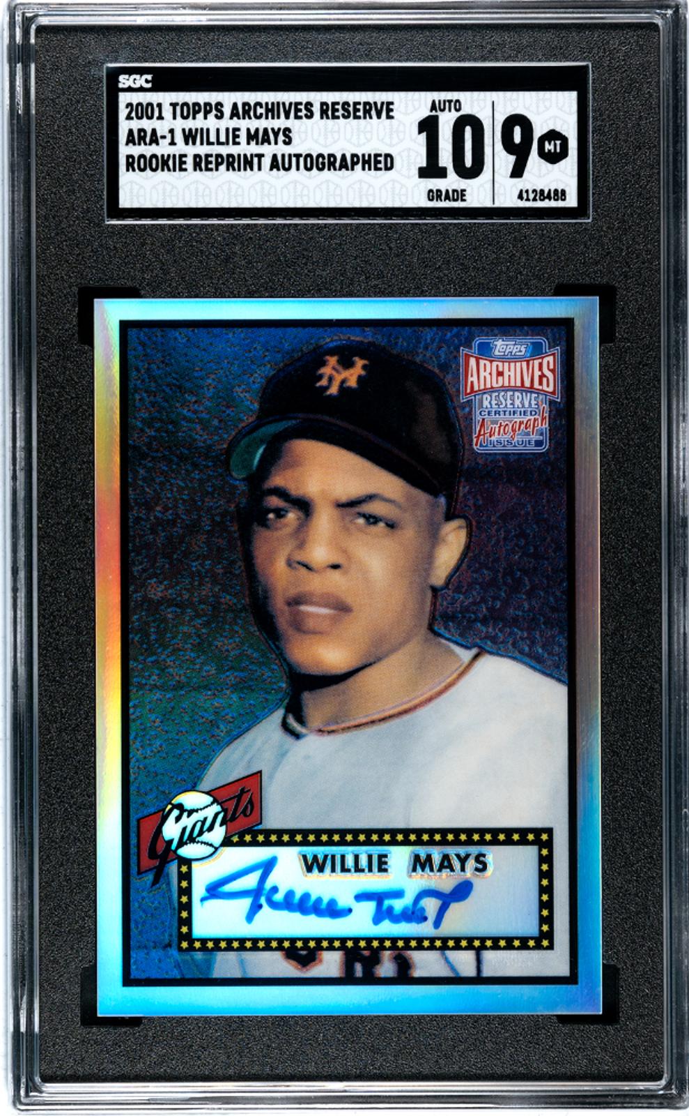 2001 Topps Archives Reserve Willie Mays #ara1 Rookie Reprint Auto. Sgc 9