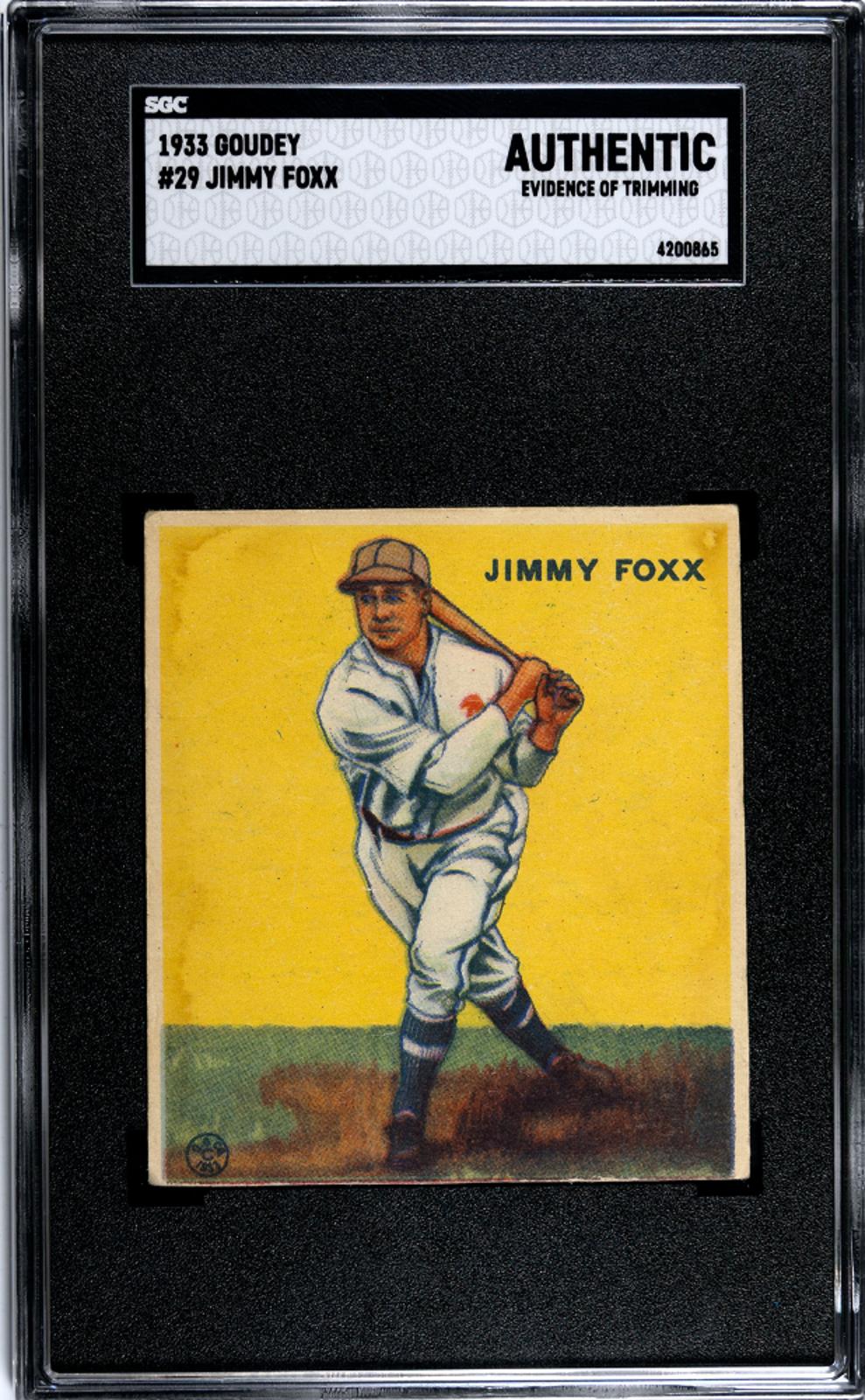 1933 Goudey Jimmy Foxx #29  Sgc AUTHENTIC